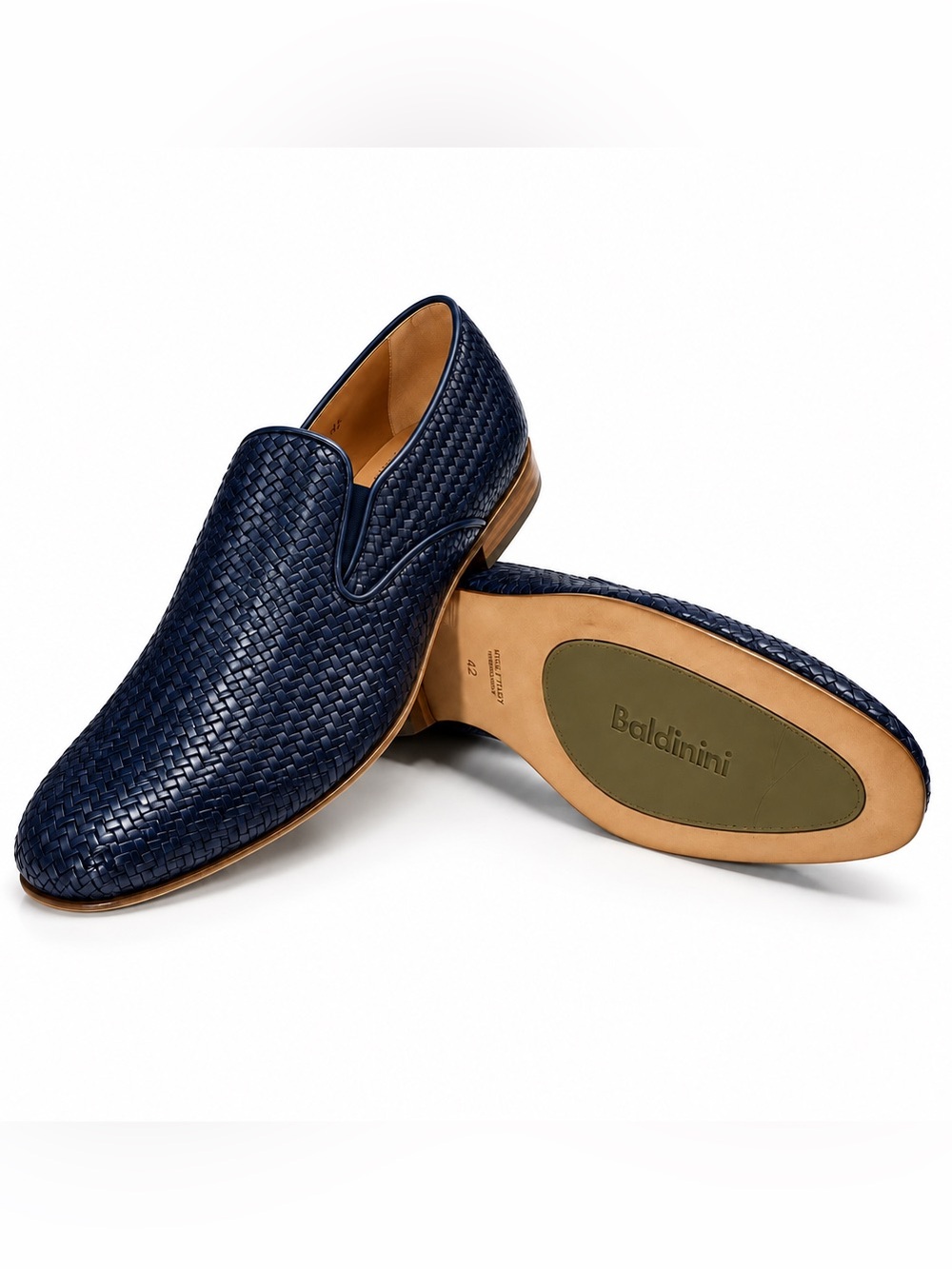 Baldinini Men's Woven Leather Slip-On Loafers in Navy
